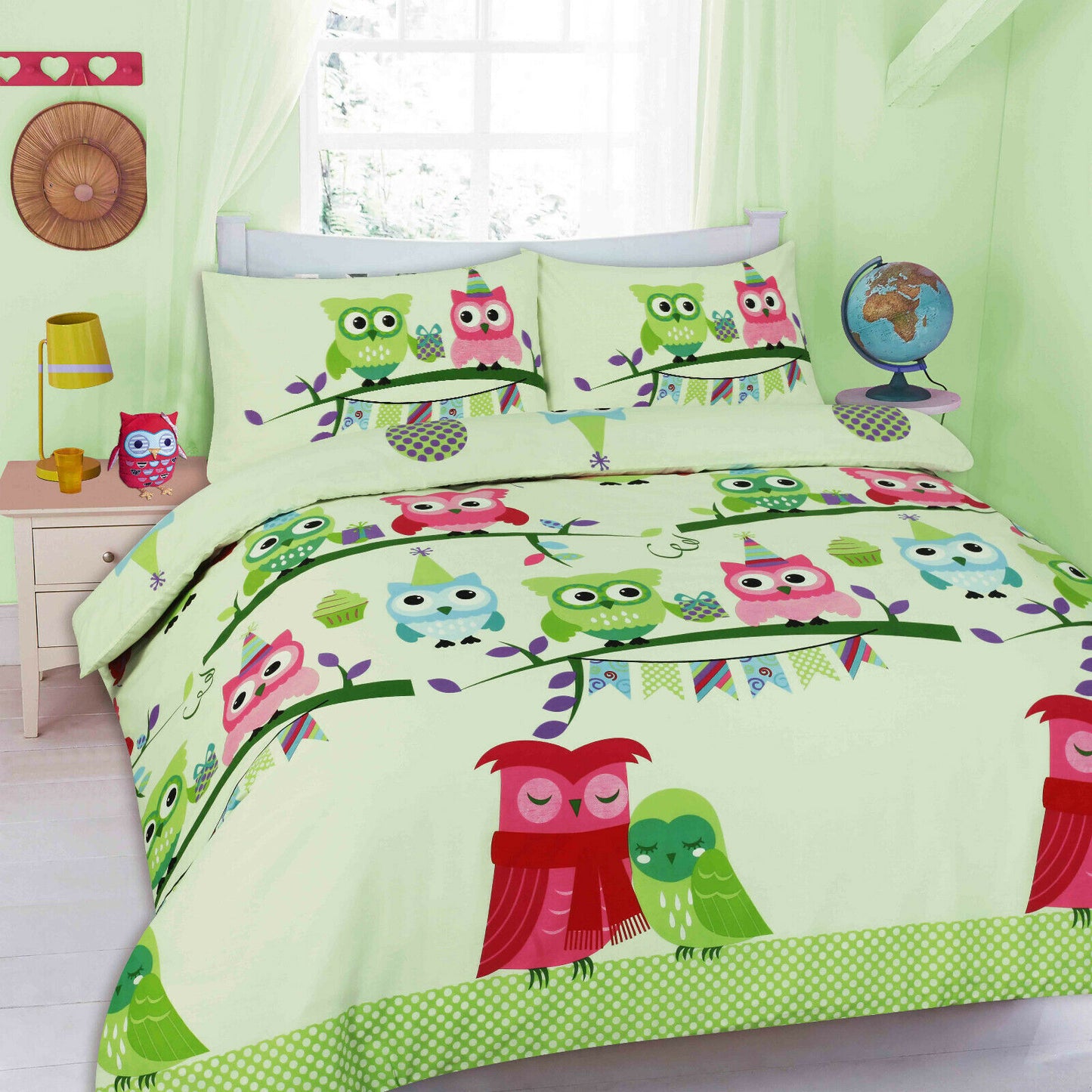 Kids Cute Owls Duvet Cover Set