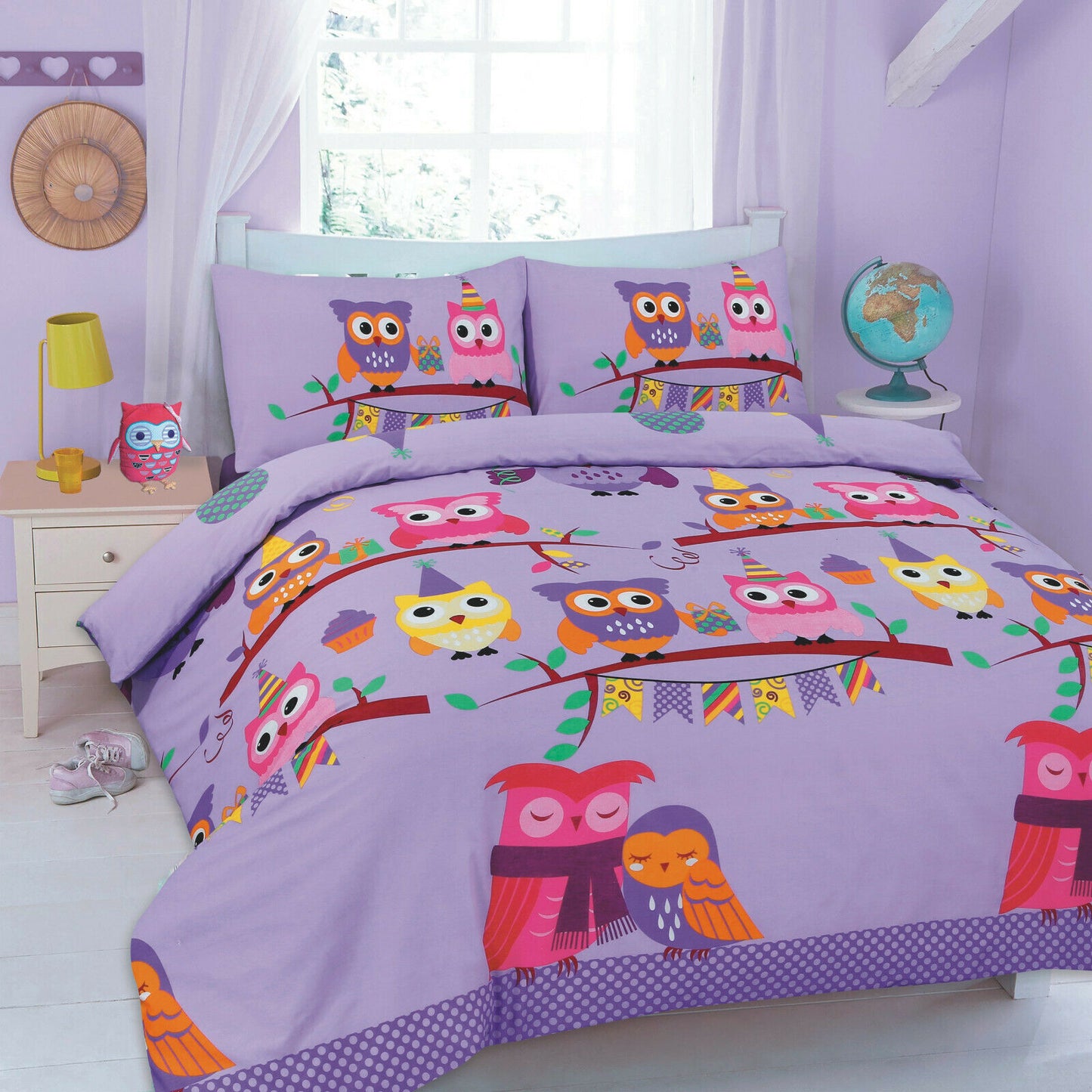 Kids Cute Owls Duvet Cover Set