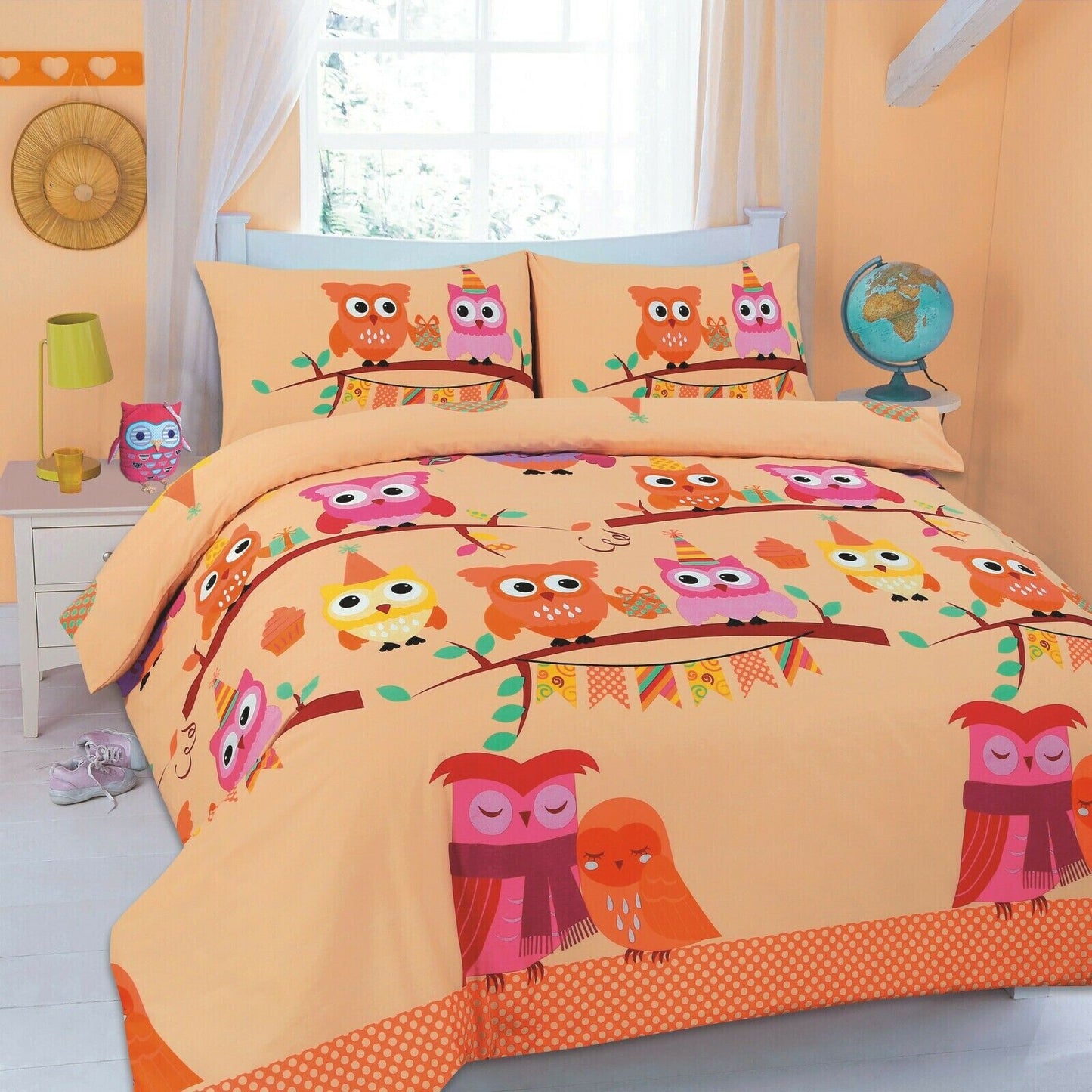 Kids Cute Owls Duvet Cover Set