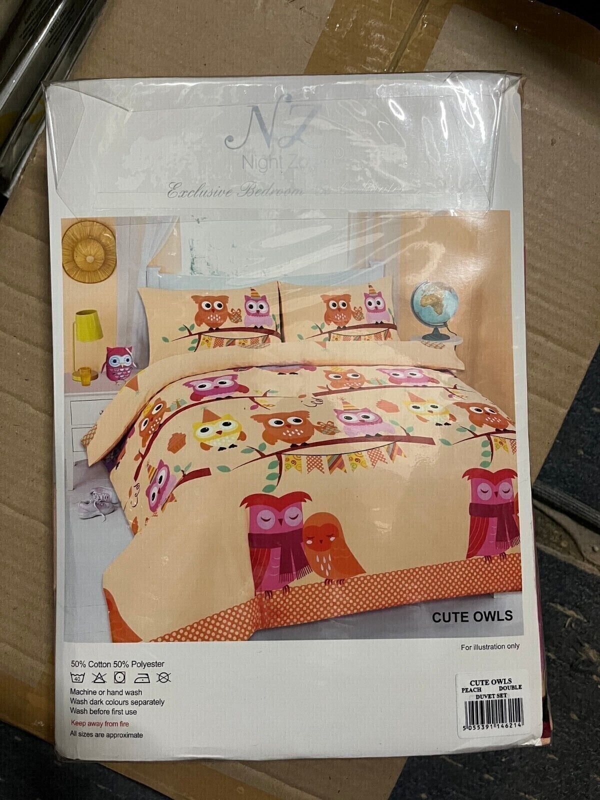 Kids Cute Owls Duvet Cover Set