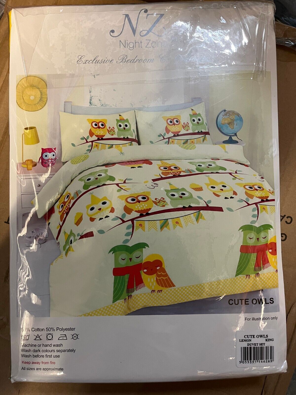 Kids Cute Owls Duvet Cover Set