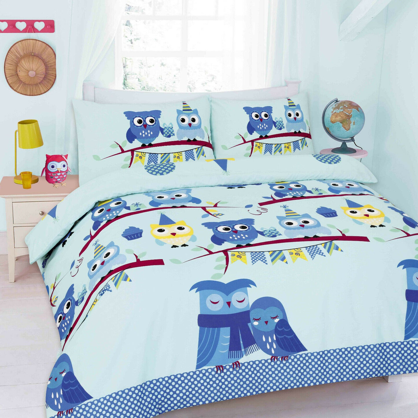 Kids Cute Owls Duvet Cover Set
