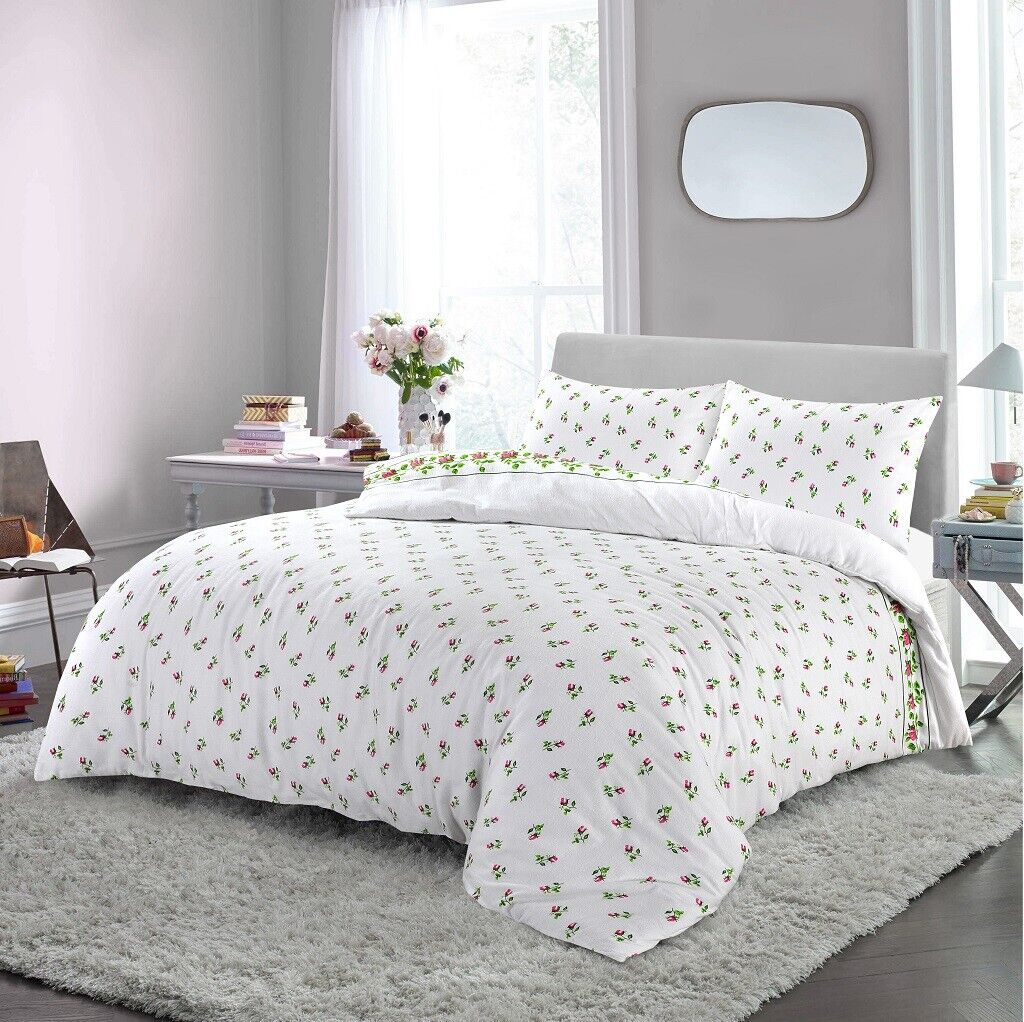 Flannelette 100% Brushed Cotton Duvet Quilt Cover Bed Set Double King Single