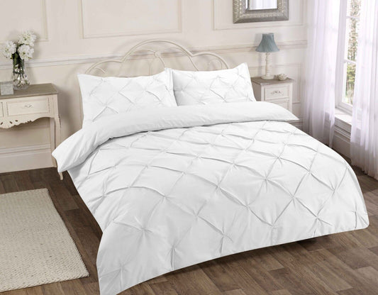 PINTUCK DUVET SET POLY COTTON QUILT COVER SINGLE DOUBLE SUPER KING SIZE BEDDING