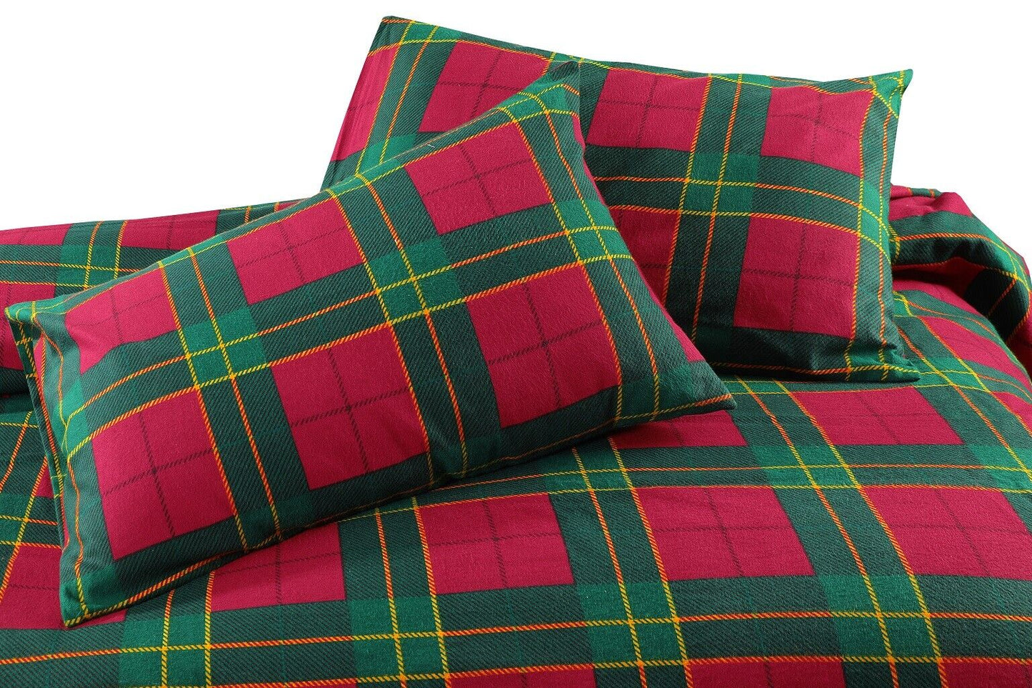 Flannelette Tartan Thermal 100% Brushed Cotton Quilt Duvet Cover Cosy Bed Set