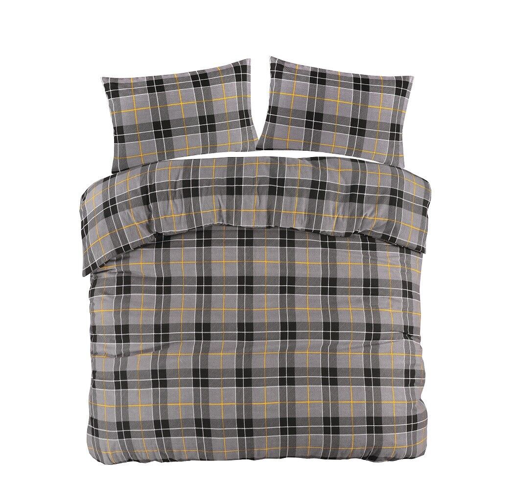 Flannelette Tartan Thermal 100% Brushed Cotton Quilt Duvet Cover Cosy Bed Set