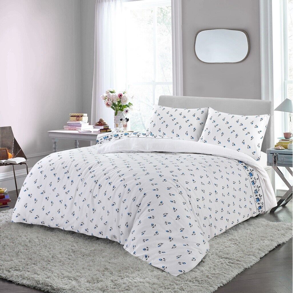 Flannelette 100% Brushed Cotton Duvet Quilt Cover Bed Set Double King Single