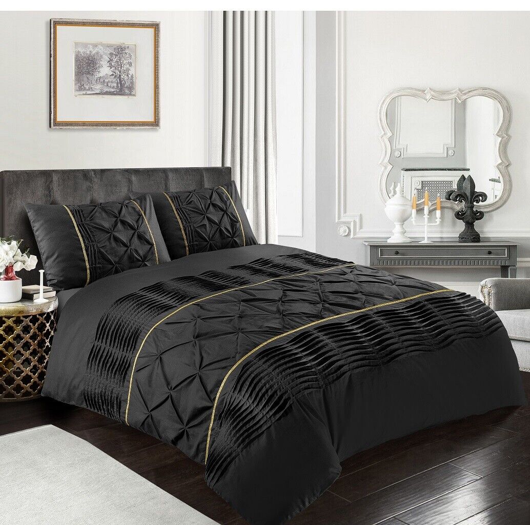 Luxury Duvet Cover Set Double Super King Size Bedding Quilt Bed Black Red White