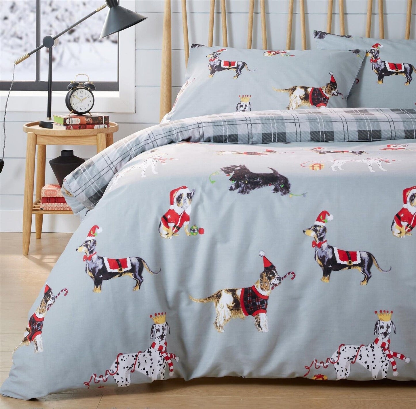 Xmas Duvet Quilt Cover Dogs Christmas Kids Bedding Set Single Double King