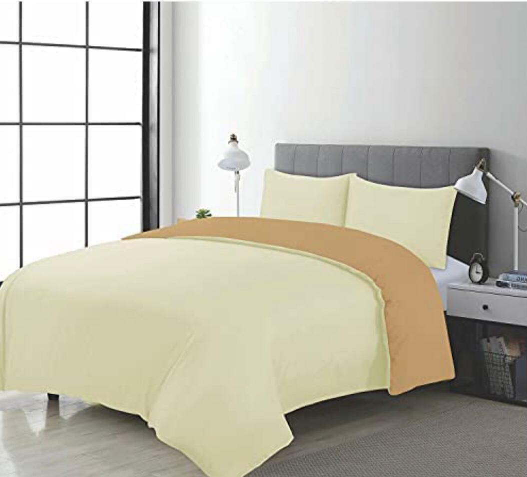 Plain Reversible Duvet Cover & Pillowcase Bedding Set Cover Single Double King