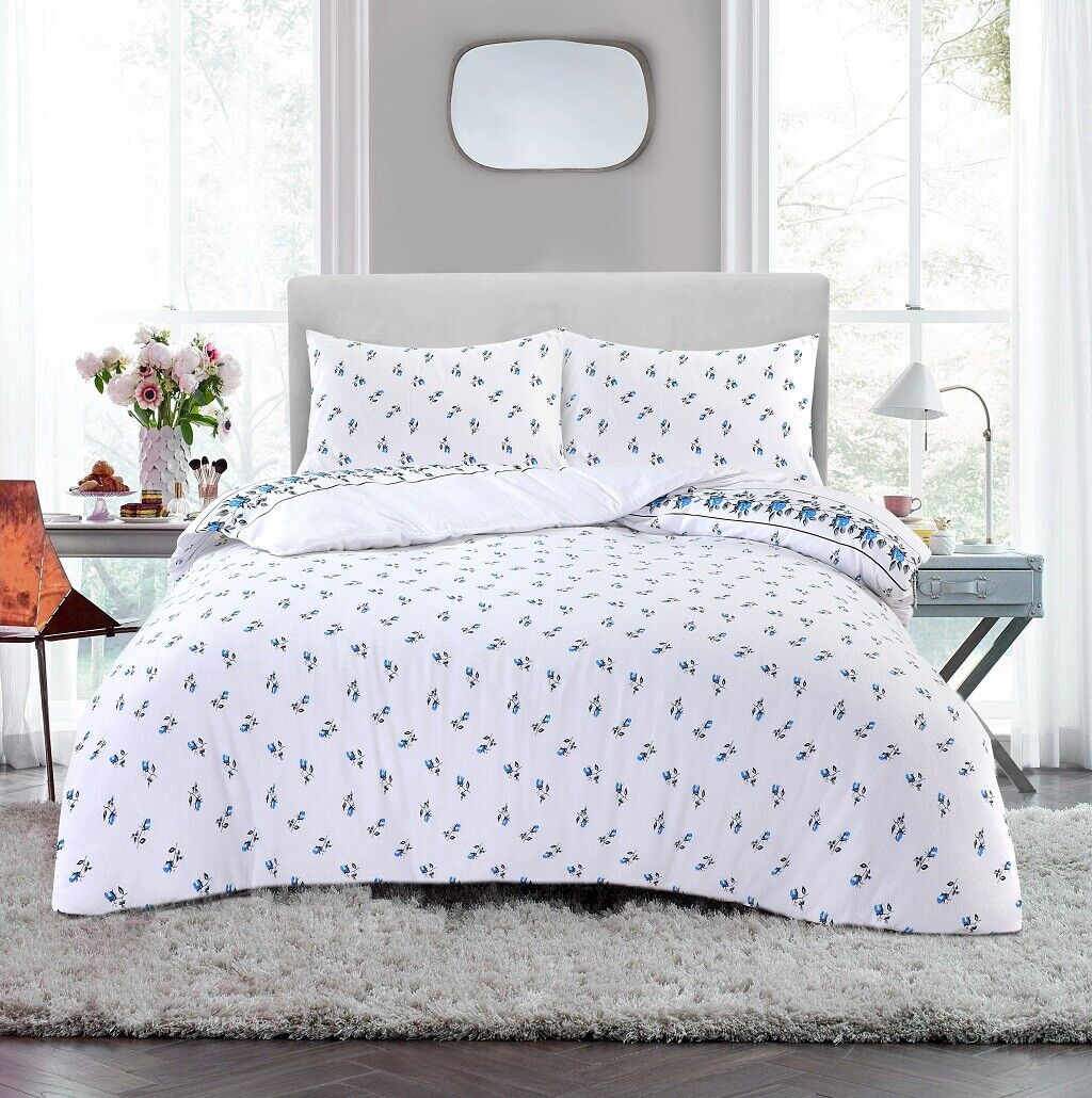 Flannelette 100% Brushed Cotton Duvet Quilt Cover Bed Set Double King Single