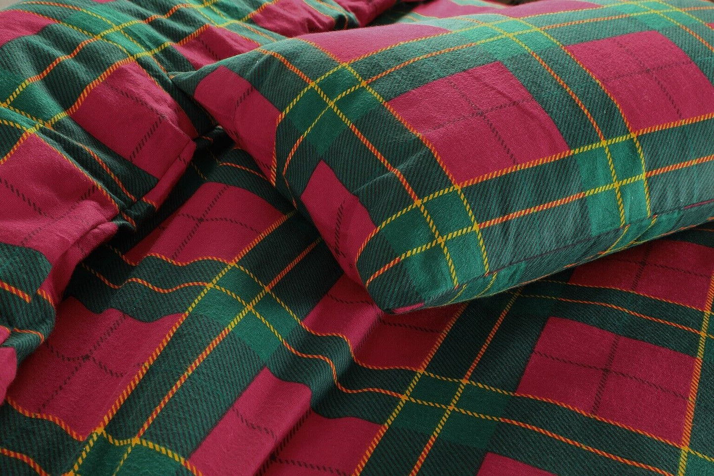 Flannelette Tartan Thermal 100% Brushed Cotton Quilt Duvet Cover Cosy Bed Set