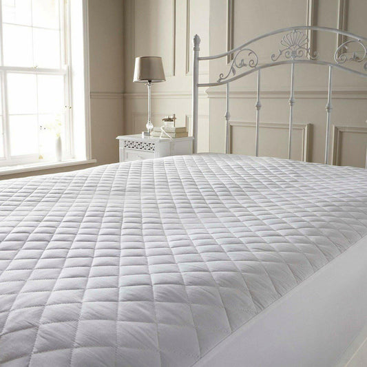 QUILTED MATTRESS PROTECTOR TOPPER LUXURY FITTED COVER SINGLE DOUBLE KING