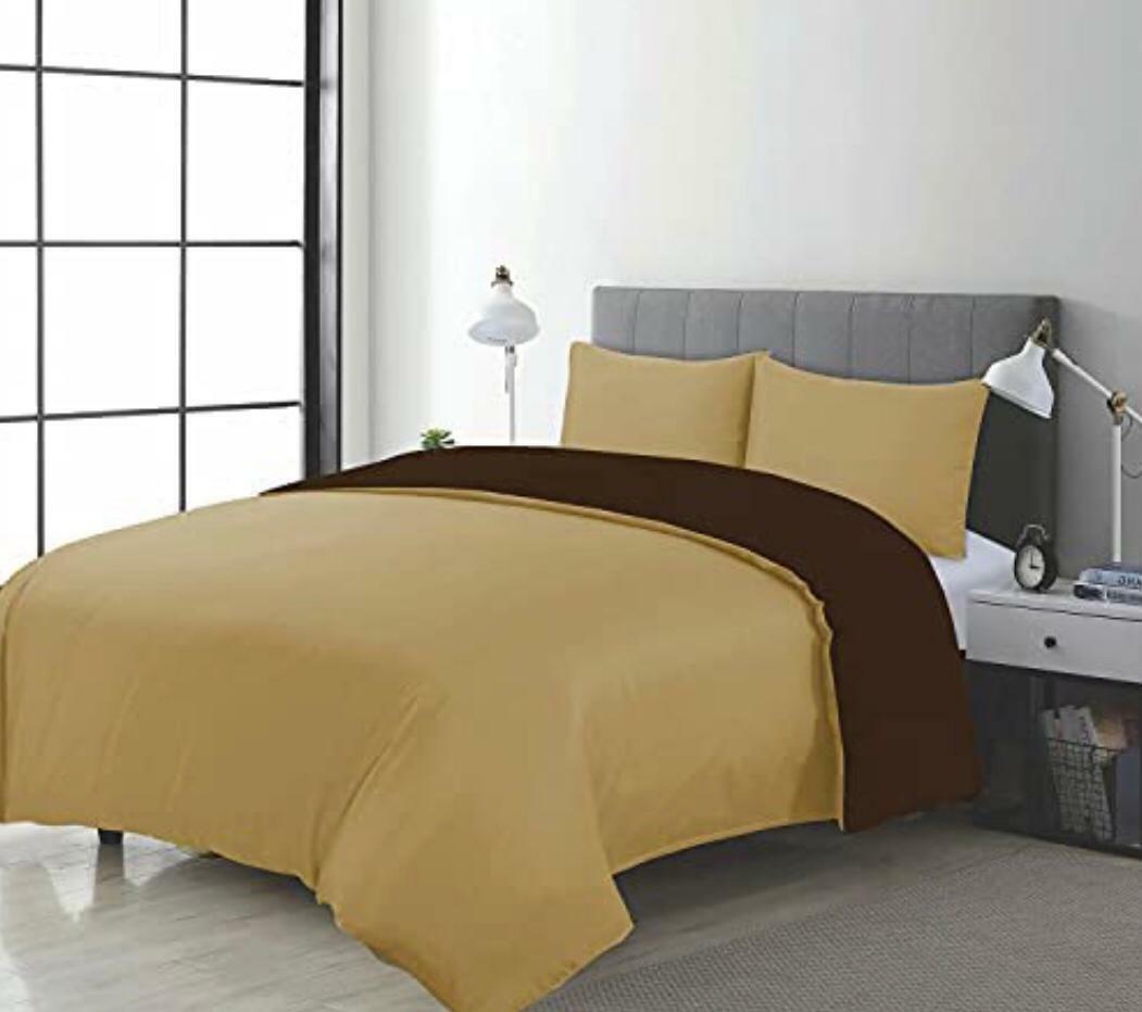 Plain Reversible Duvet Cover & Pillowcase Bedding Set Cover Single Double King