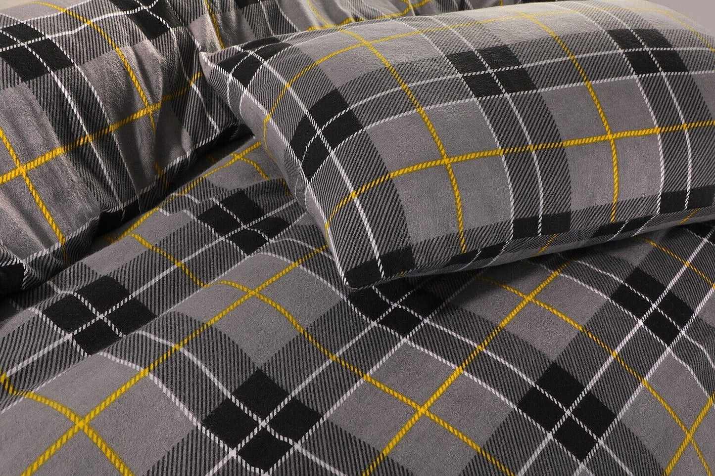 Flannelette Tartan Thermal 100% Brushed Cotton Quilt Duvet Cover Cosy Bed Set