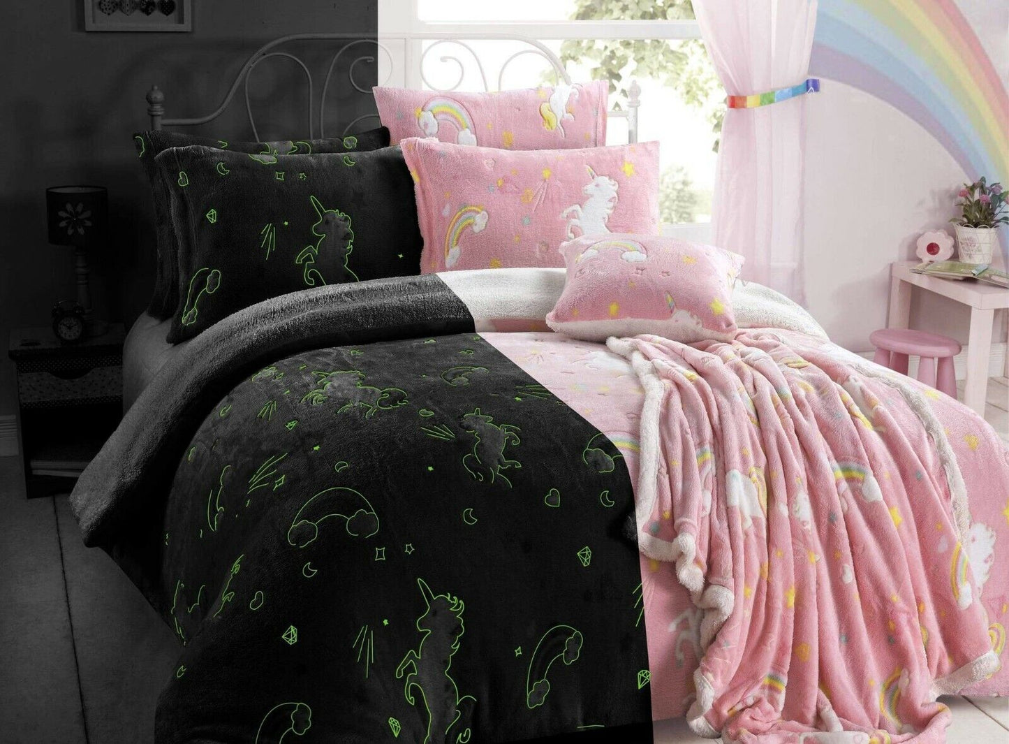 Glow In The Dark Teddy Fleece Duvet Cover Set