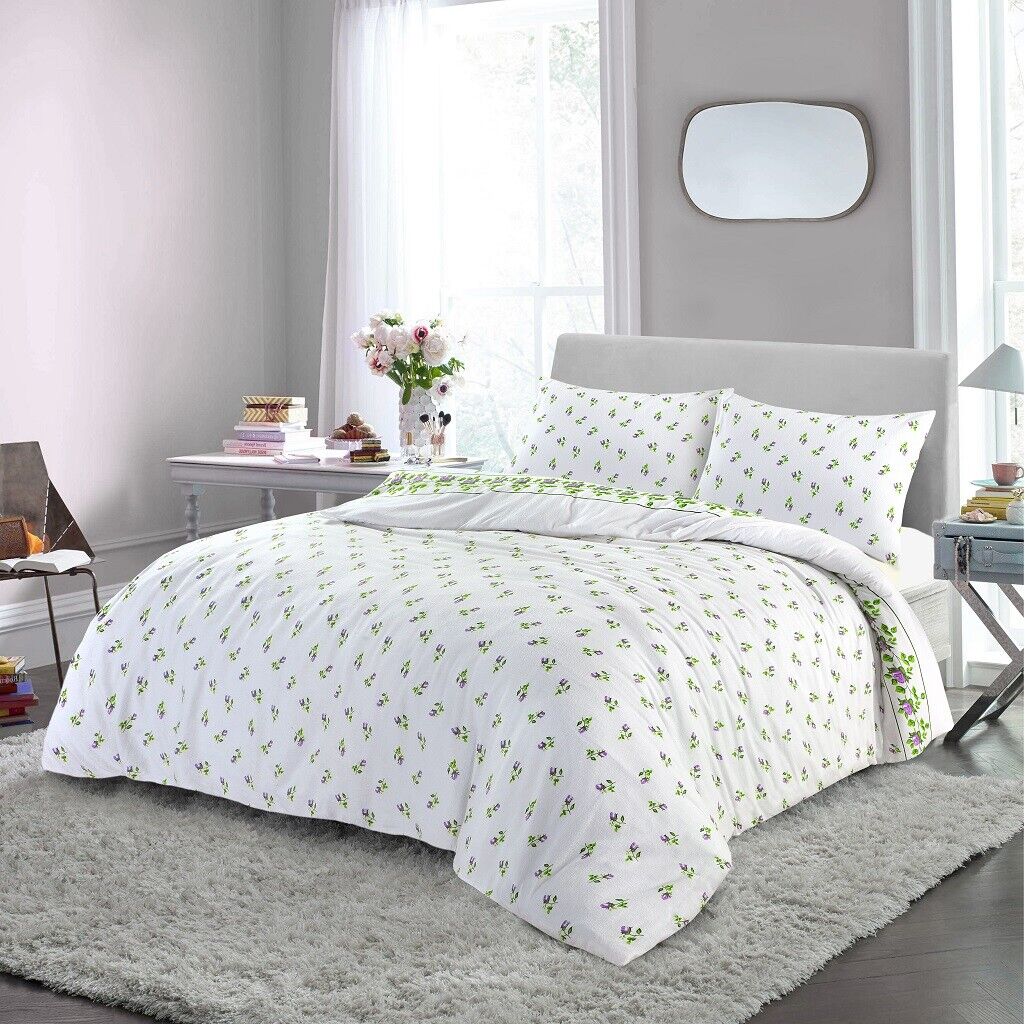 Flannelette 100% Brushed Cotton Duvet Quilt Cover Bed Set Double King Single