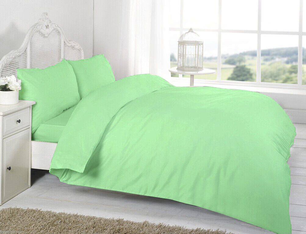 Plain Duvet Quilt Cover with Pillow Case Bedding Set Single Double King All Size