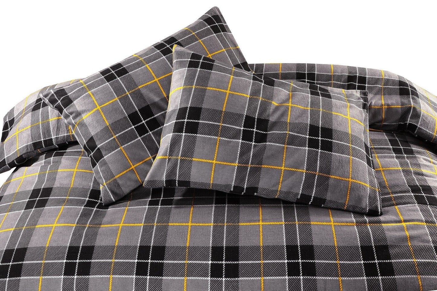 Flannelette Tartan Thermal 100% Brushed Cotton Quilt Duvet Cover Cosy Bed Set