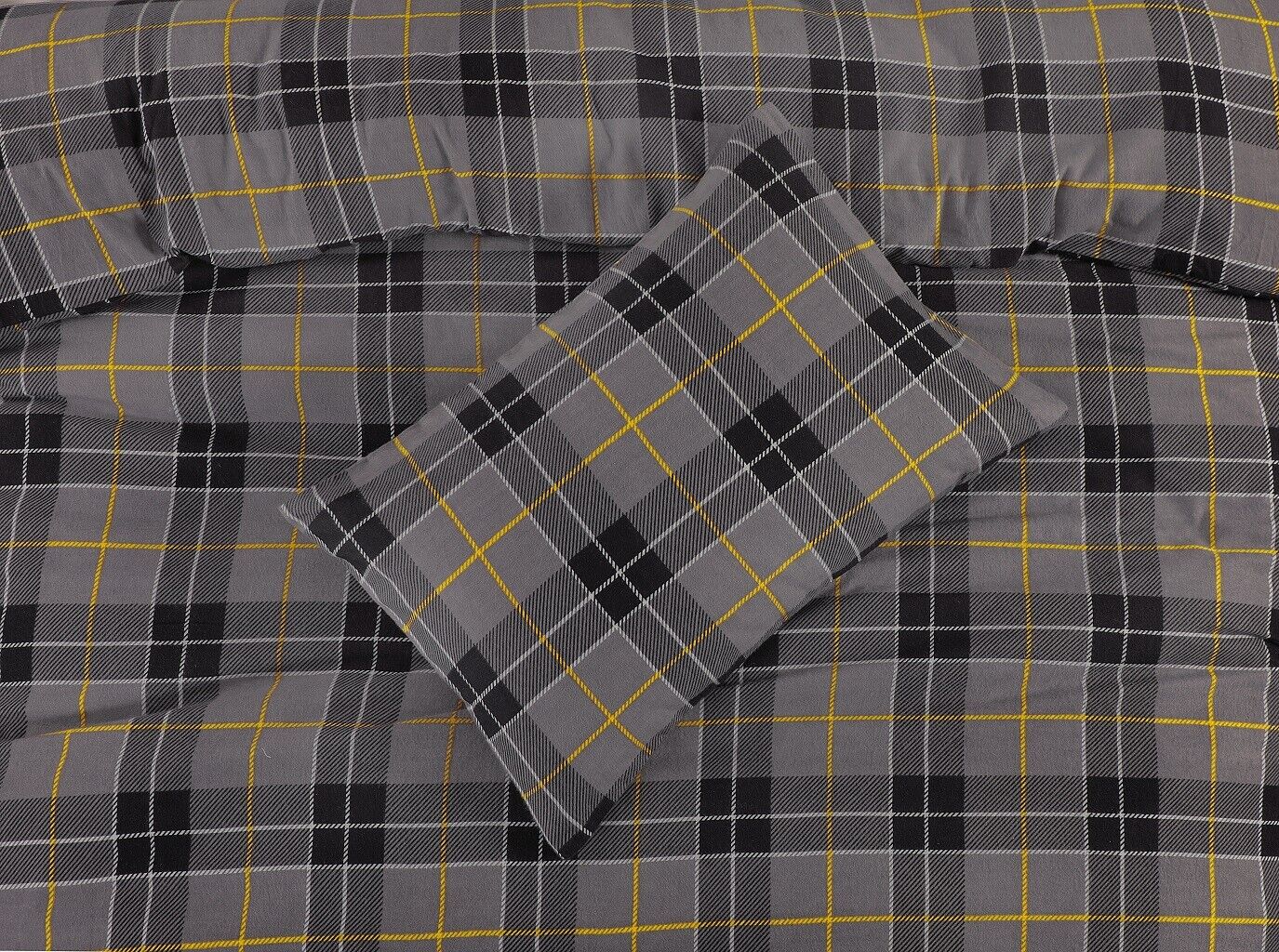 Flannelette Tartan Thermal 100% Brushed Cotton Quilt Duvet Cover Cosy Bed Set