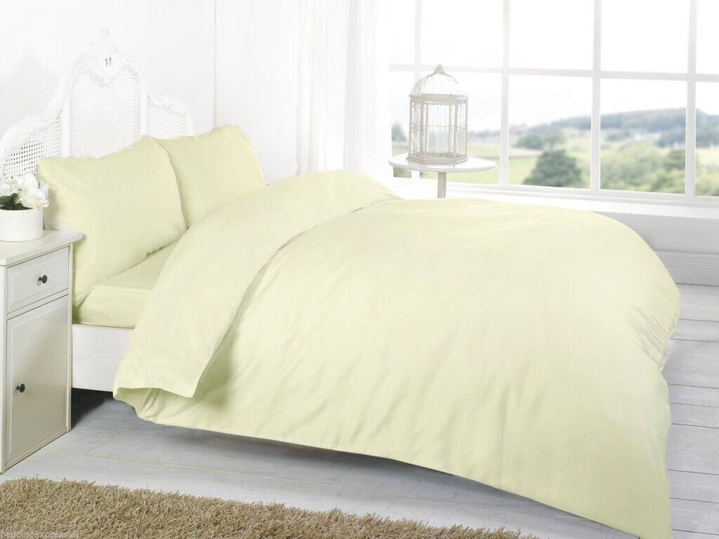 Plain Duvet Quilt Cover with Pillow Case Bedding Set Single Double King All Size