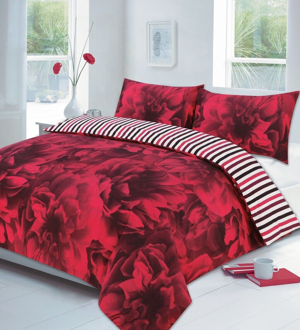 ROSE DUVET SET QUILT COVER PILLOW CASES BEDDING SINGLE DOUBLE KING SUPER KING