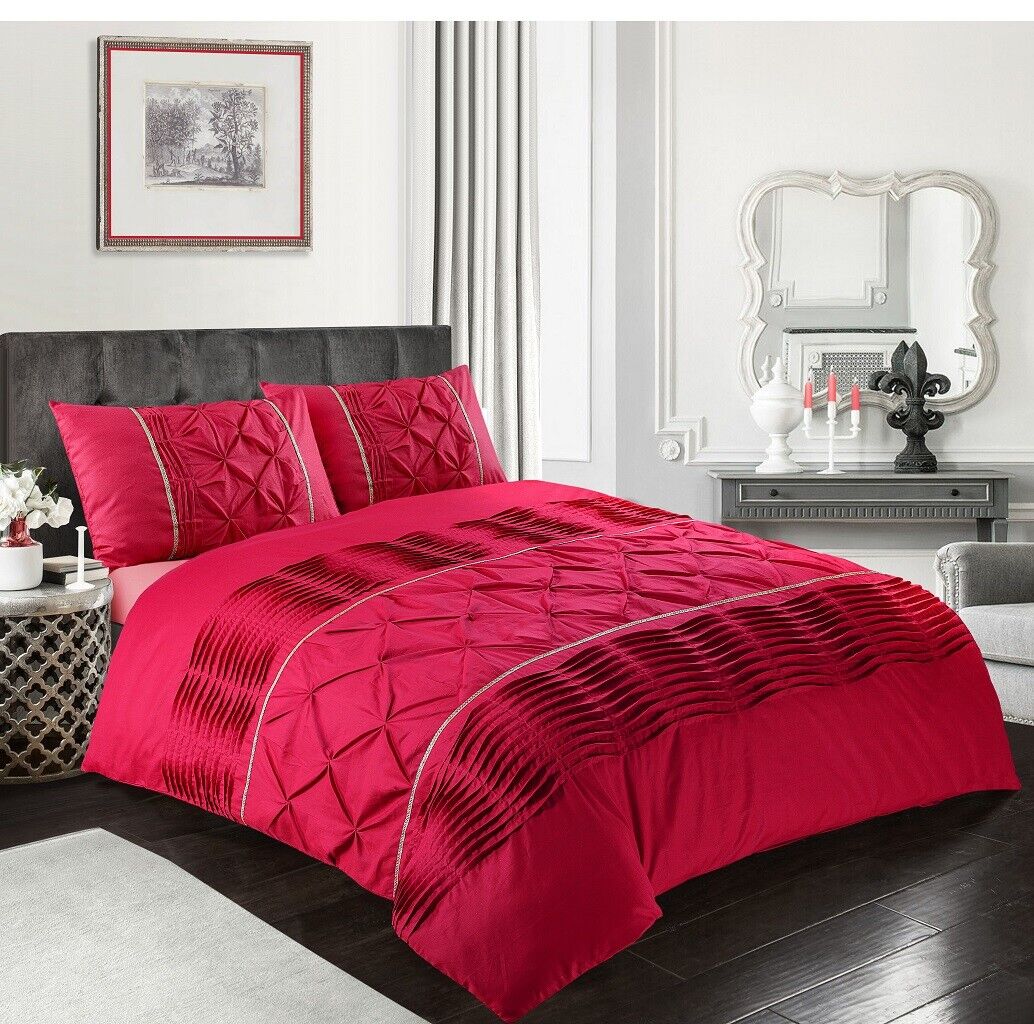 Luxury Duvet Cover Set Double Super King Size Bedding Quilt Bed Black Red White