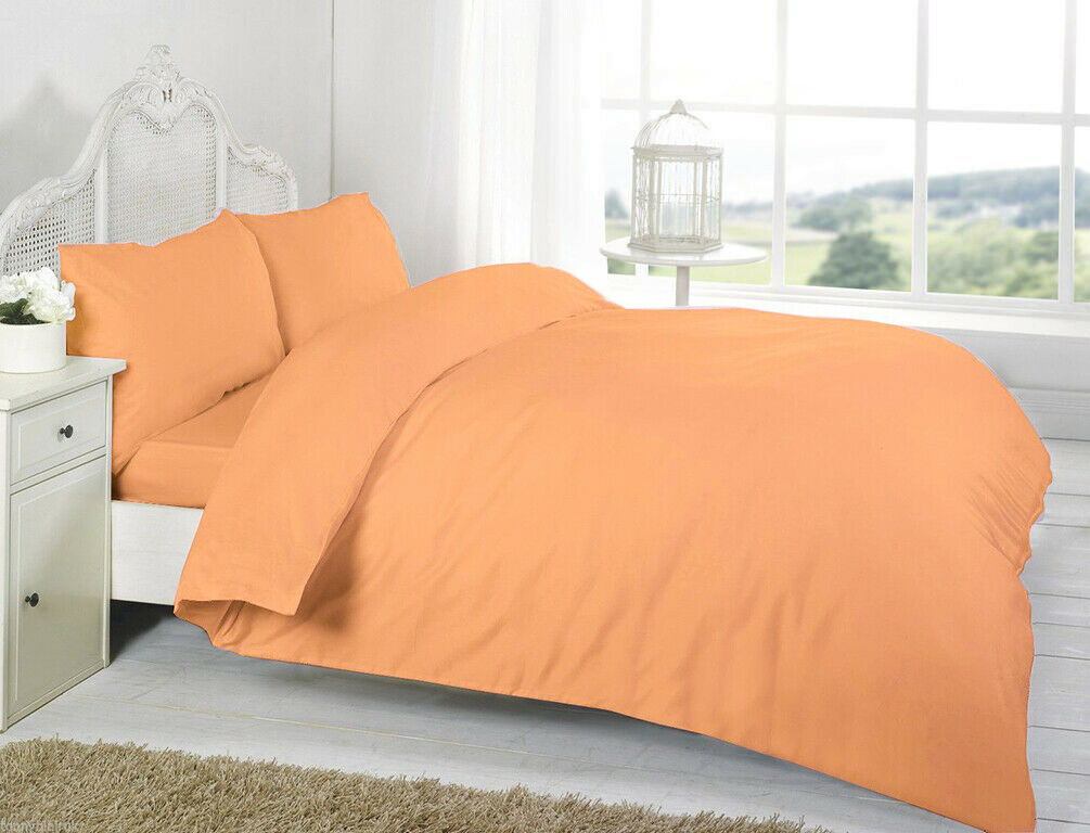 Plain Duvet Quilt Cover with Pillow Case Bedding Set Single Double King All Size