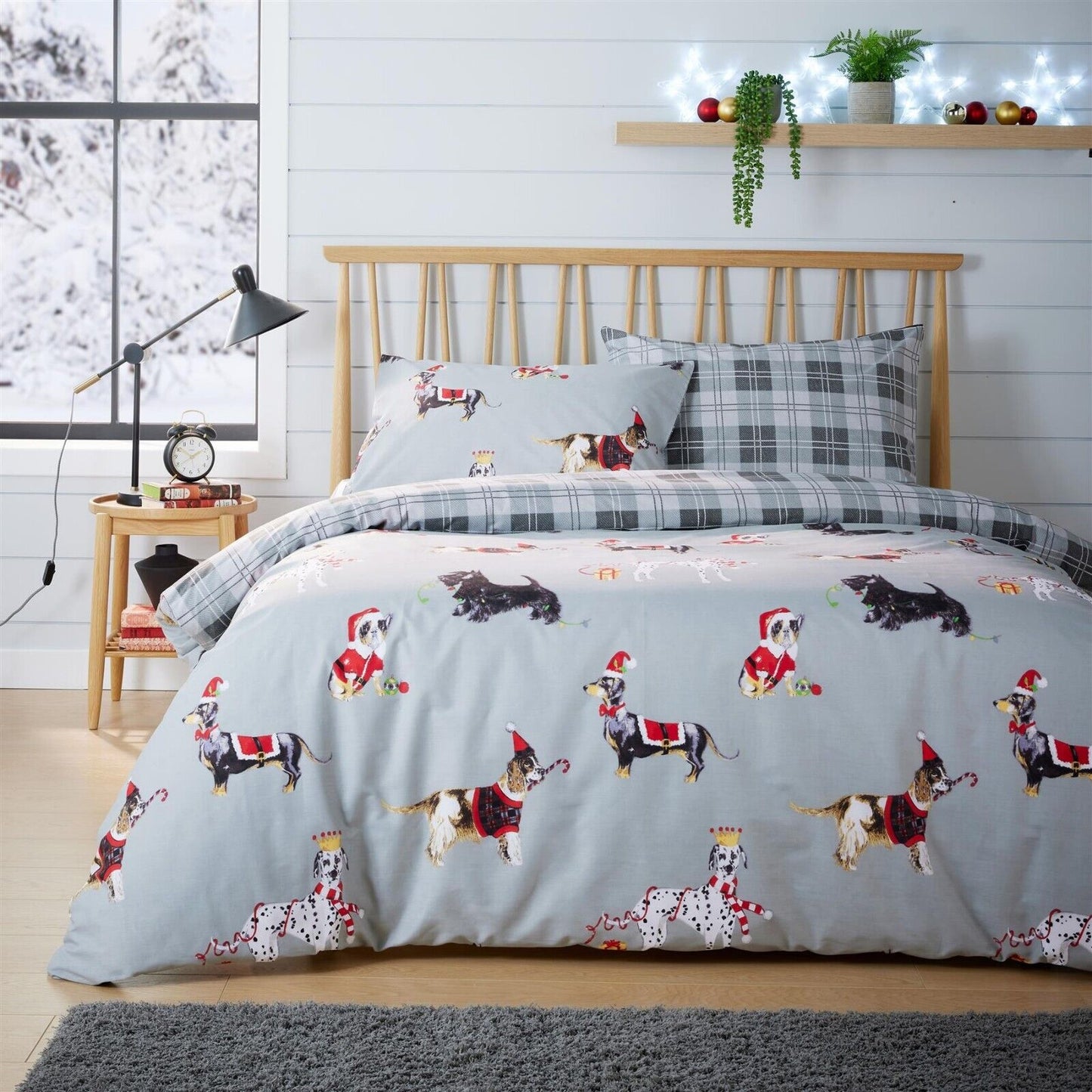 Xmas Duvet Quilt Cover Dogs Christmas Kids Bedding Set Single Double King