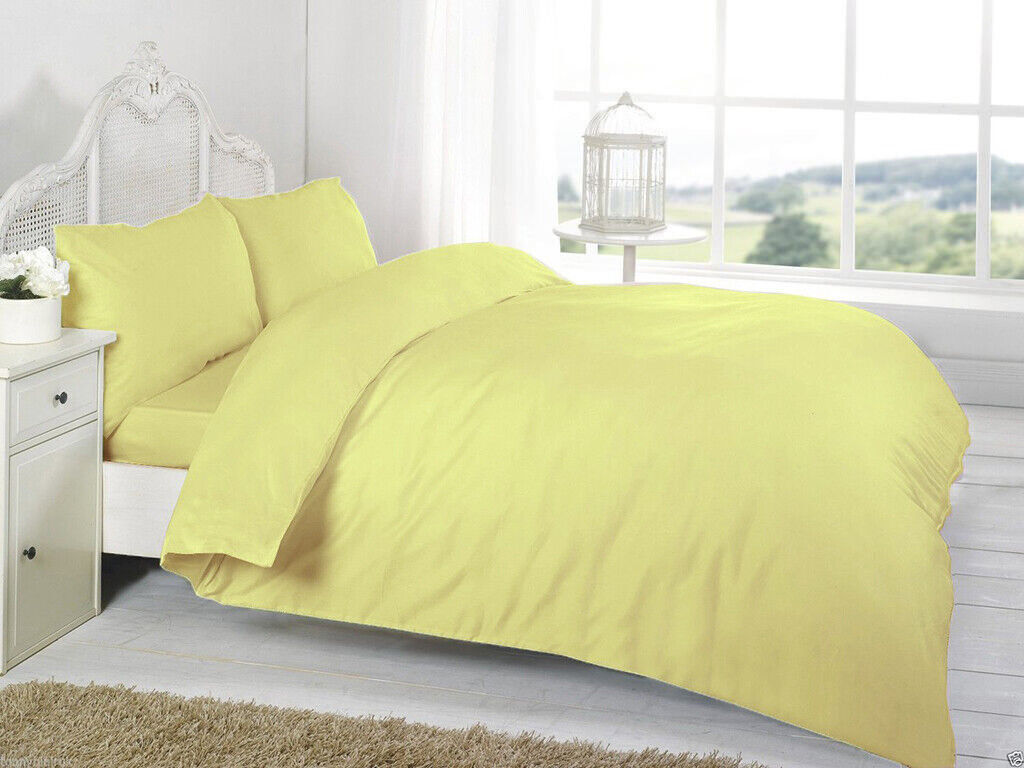 Plain Duvet Quilt Cover with Pillow Case Bedding Set Single Double King All Size