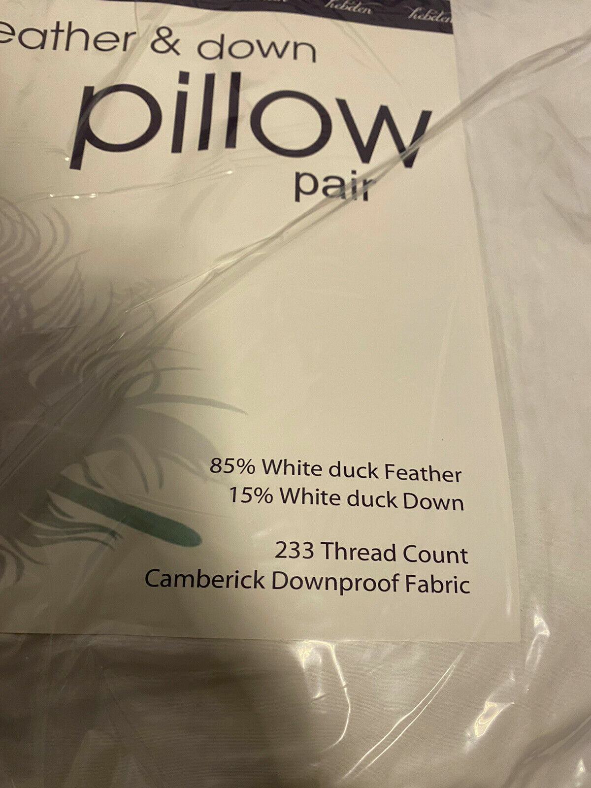 Pair of Luxury Extra Filled Duck Feather & Down Pillows Pillow Hotel Quality