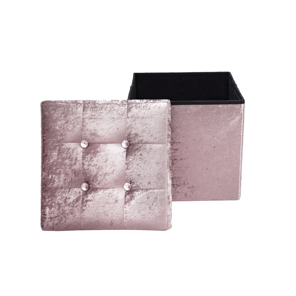 CRUSHED VELVET FOLDING COLLAPSIBLE STORAGE BOX