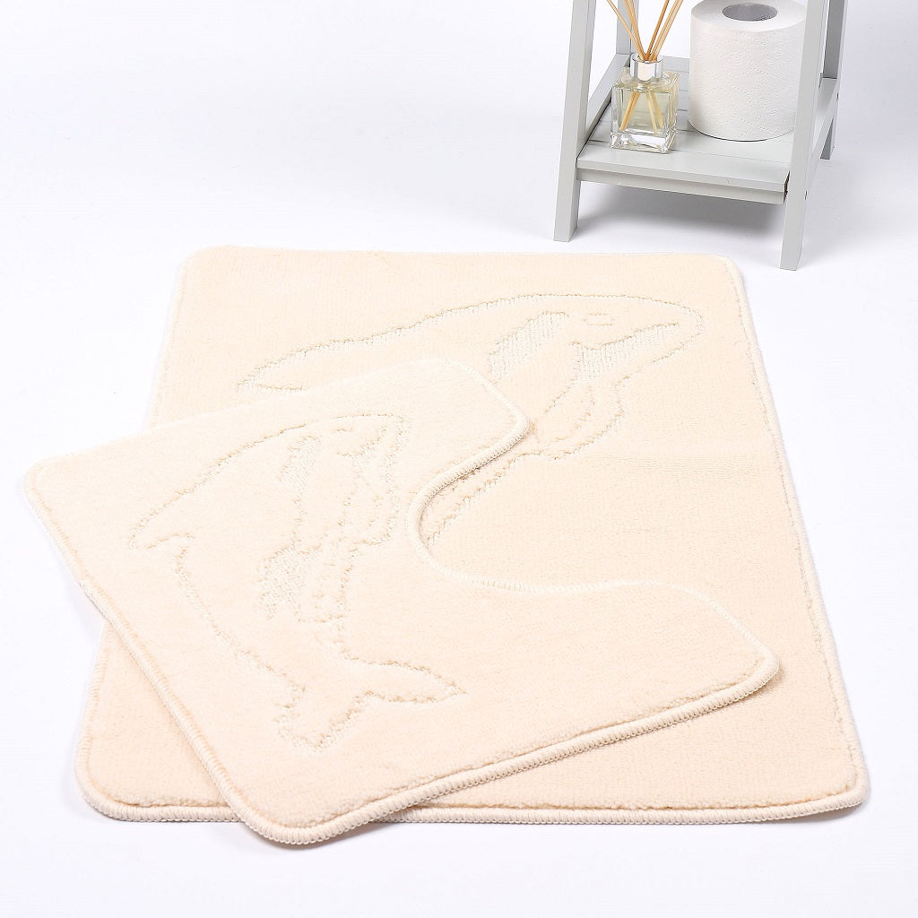 2 Piece Dolphin Bath Mat Set Pedestal Non Slip