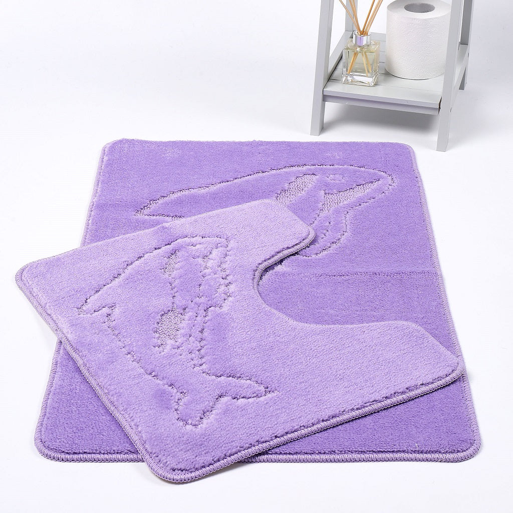 2 Piece Dolphin Bath Mat Set Pedestal Non Slip