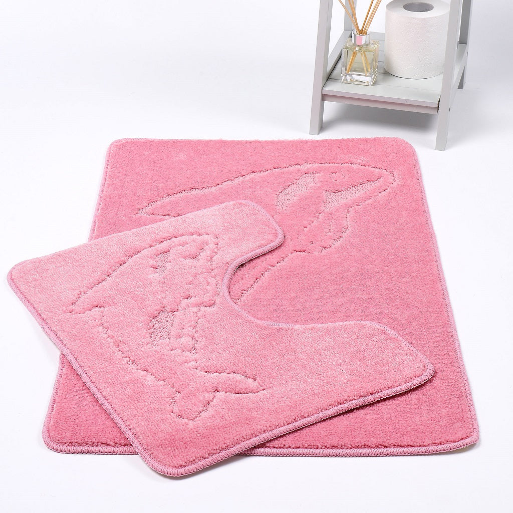 2 Piece Dolphin Bath Mat Set Pedestal Non Slip