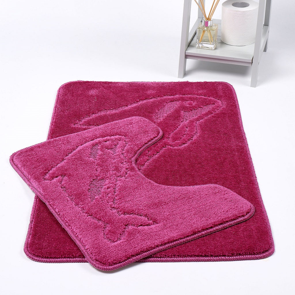 2 Piece Dolphin Bath Mat Set Pedestal Non Slip