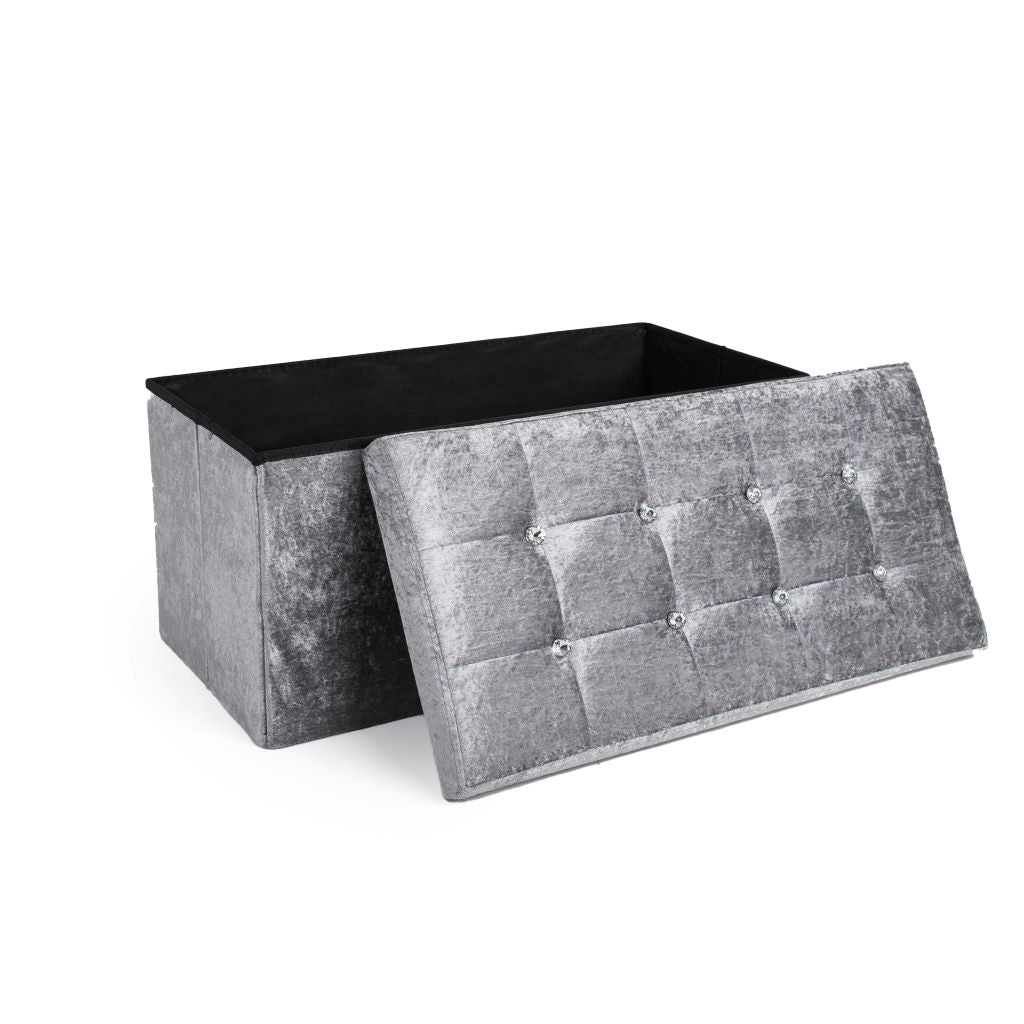 CRUSHED VELVET FOLDING COLLAPSIBLE STORAGE BOX